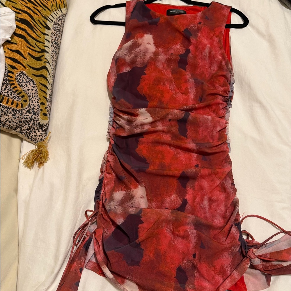 White fox mesh mini dress